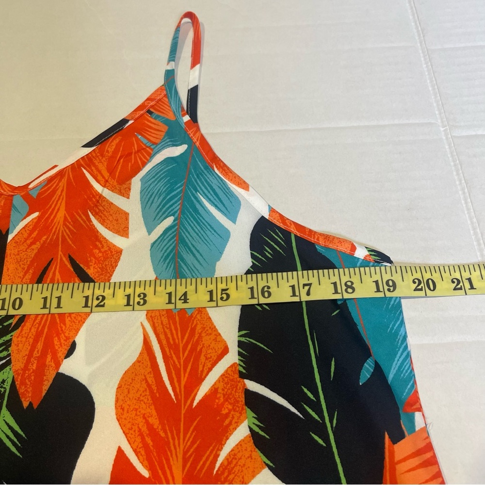 Women’s Large Tropical Leaf Print Maxi Summer Dress Resort Vacation Casual - Picture 13 of 16